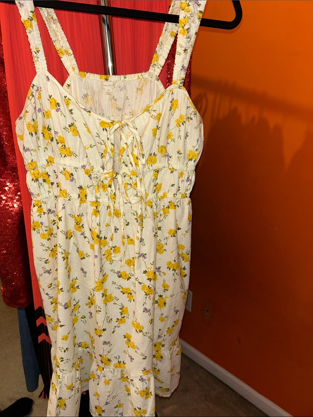 Sim & Sam White Floral Tie-Front Sundress